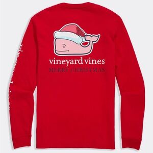 Vineyard Vines Red Velvet Santa Whale Shirt